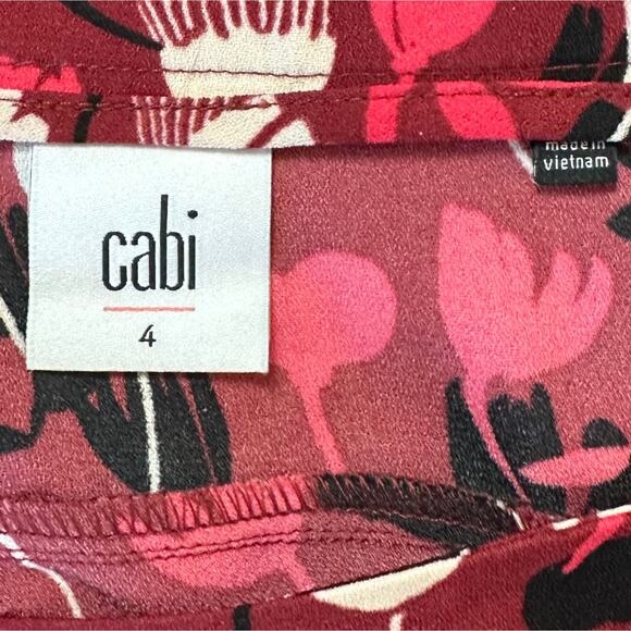 Cabi Corsage Floral Midi Skirt Wine Blossom Red High Low Feminine Flowy Size 4 - Picture 9 of 10